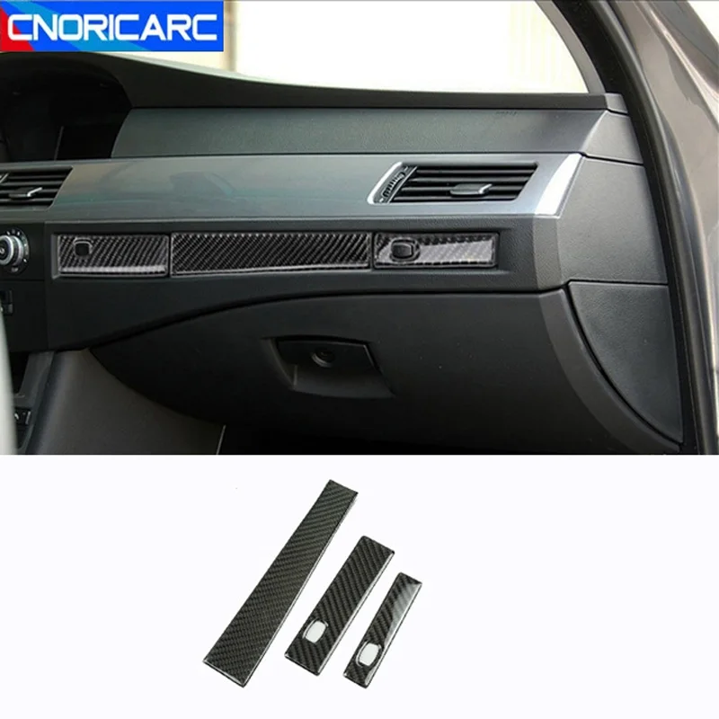 Carbon Fiber Car Styling Dashboard Co-pilot Water Cup Holder Panel Cover Trim For BMW 5 Series E60 2005-2010 Interior Stickers