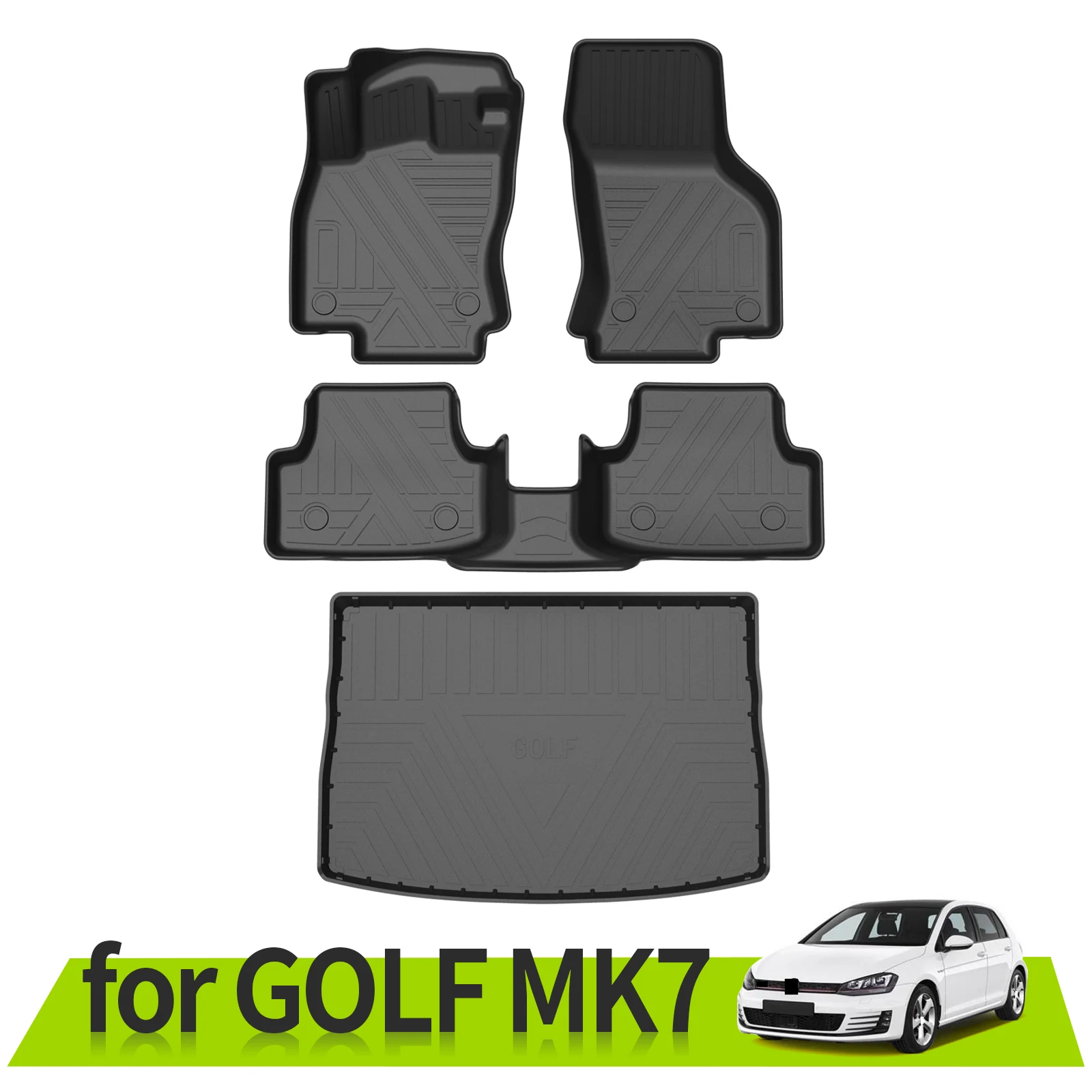 

for VW Golf 7 MK7 2013-2020 Car Floor Mats Trunk Backrest Pad TPE