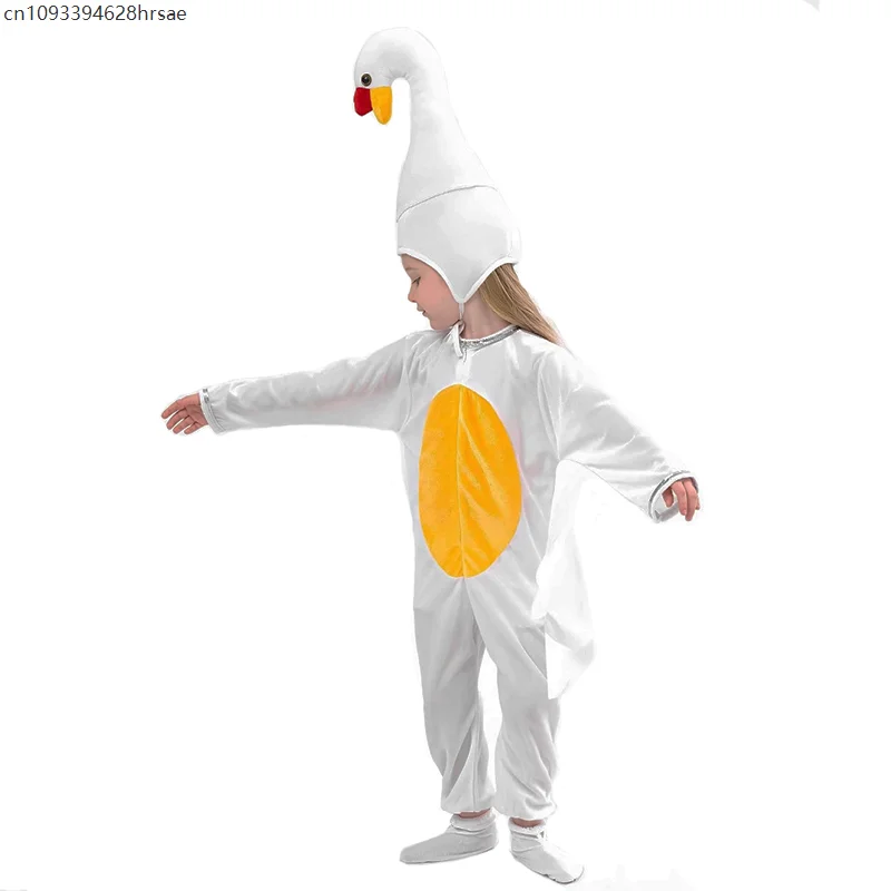 2025 recién llegado, disfraz de cisne para niñas, vestido elegante de Halloween con pájaro blanco para niños