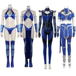 Women Kitana Princess Cosplay Costume Sexy Swimwear Jumpsuit Mask For Adult Game Mortal Kombat Outfit Halloween Carnival Suit