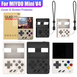 Protective Case for MIYOO Mini V4 Silicone Cover with Lanyard Screen Protector Shell Sleeve Soft Skin Case Game Accessories