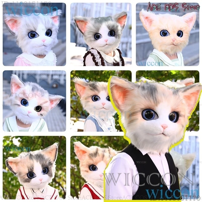 Cat Mask Furry Helmet Fursuit Kigurumi Headsets Furry Cosplay Costumes Comiket Furries Rubbit Doll Cat Costumes Animal Heads