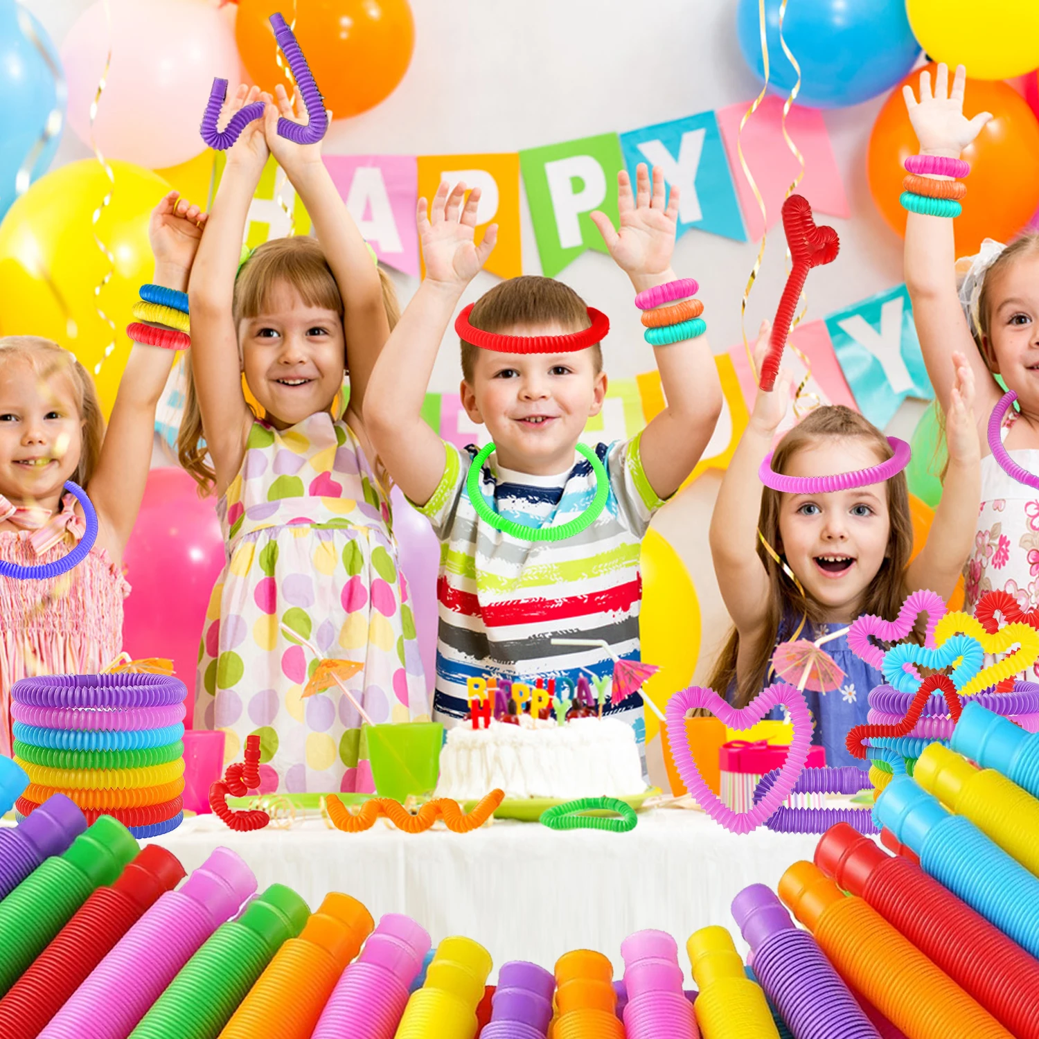 10/20/30pcs bunte Pop Tube Regenbogen Zappeln Spielzeug Teleskop rohr Stress abbau Spielzeug Kunststoff Stretch rohr Dekompression Spielzeug Geschenk