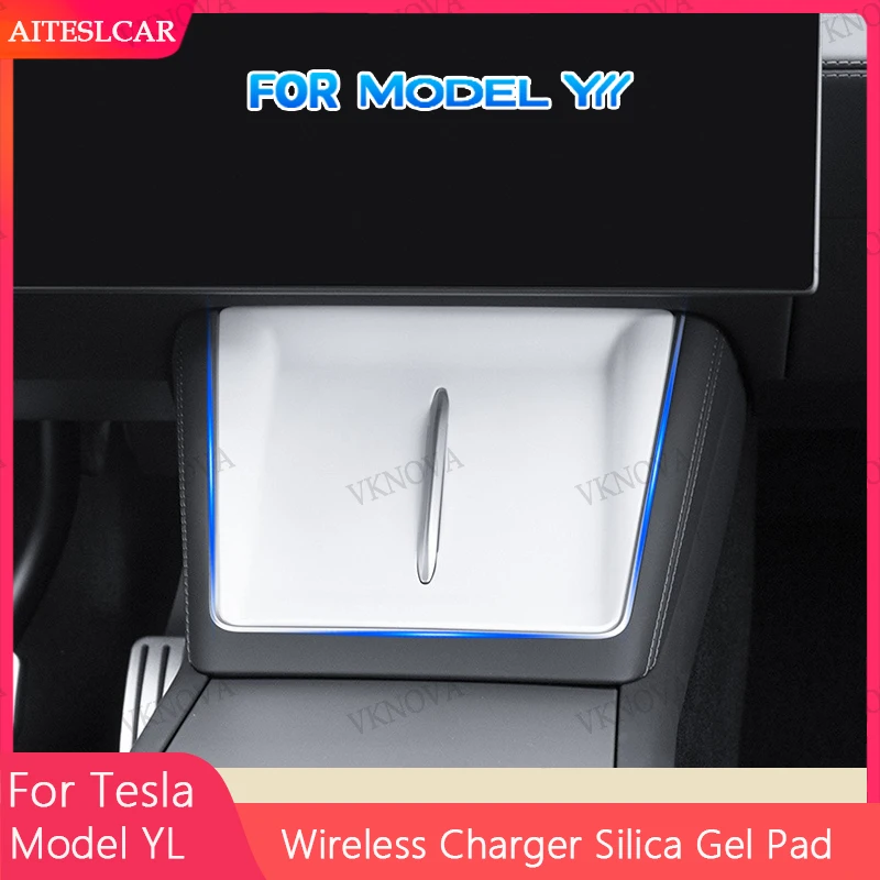 

For Tesla Model Y L Launch 2025 2026 Car Wireless Charging Pad Center Console Anti Slip Silicone Mat For Tesla Car Accessories