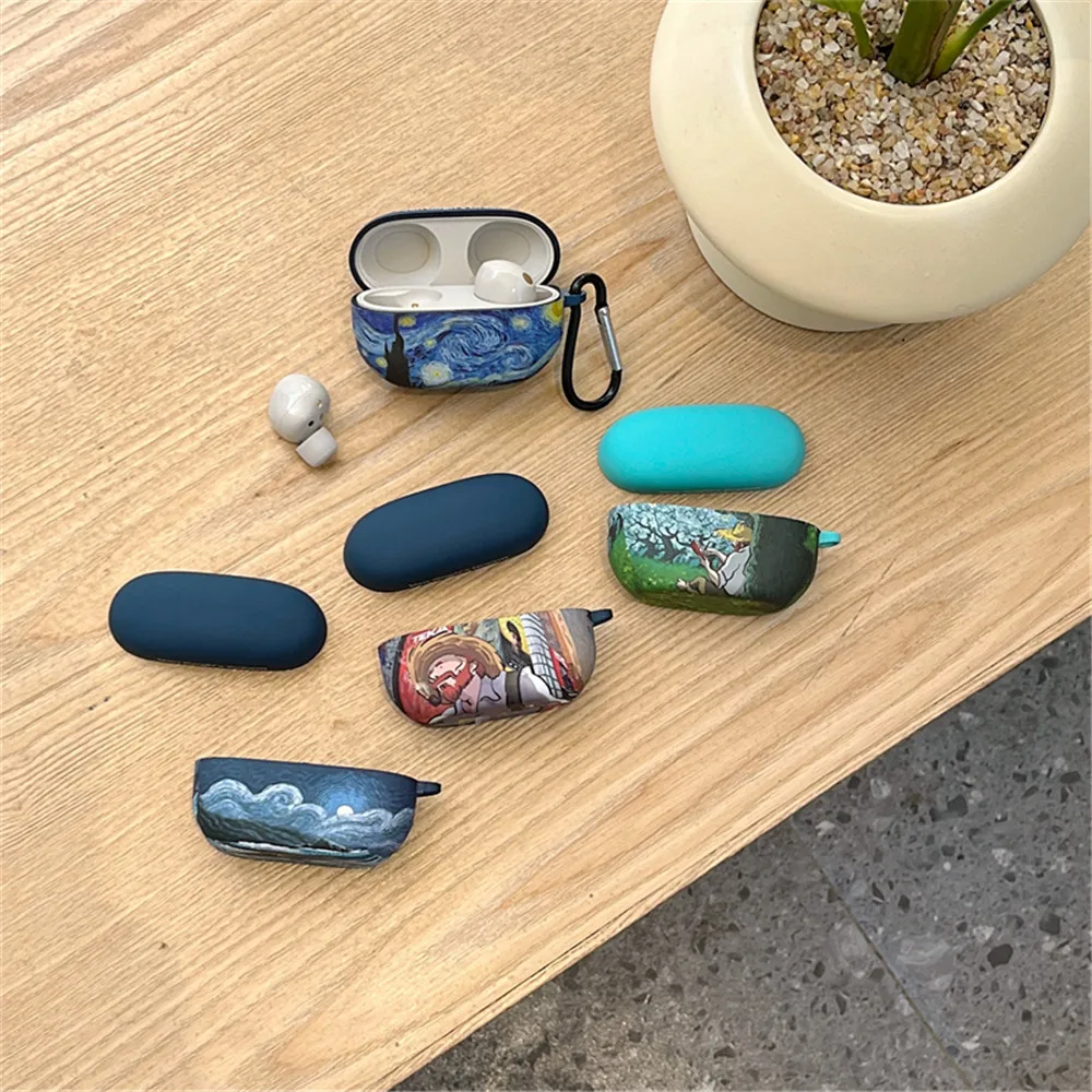 For Sony WF 1000 XM5 Earphone Cases Van Gogh Oil Painting Artwork Protect Cover For Sony Wireless Bluetooth Headset Charging Box