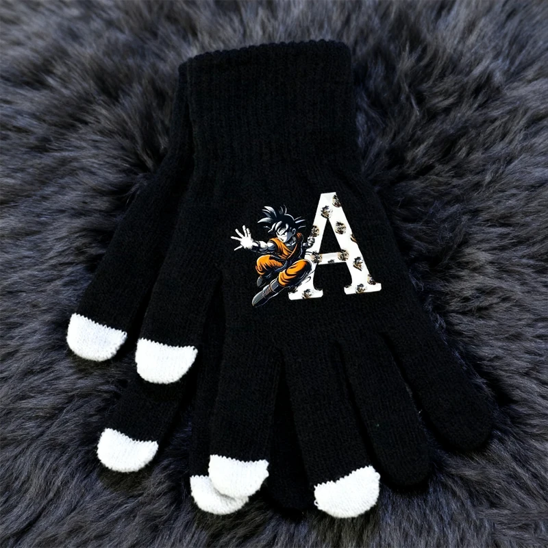 

Dragon Ball Boy Gloves Anime Letter A-Z Print Finger Gloves Winter Warm Gloves Children Outdoor Cycling Accessorie Birthday Gift