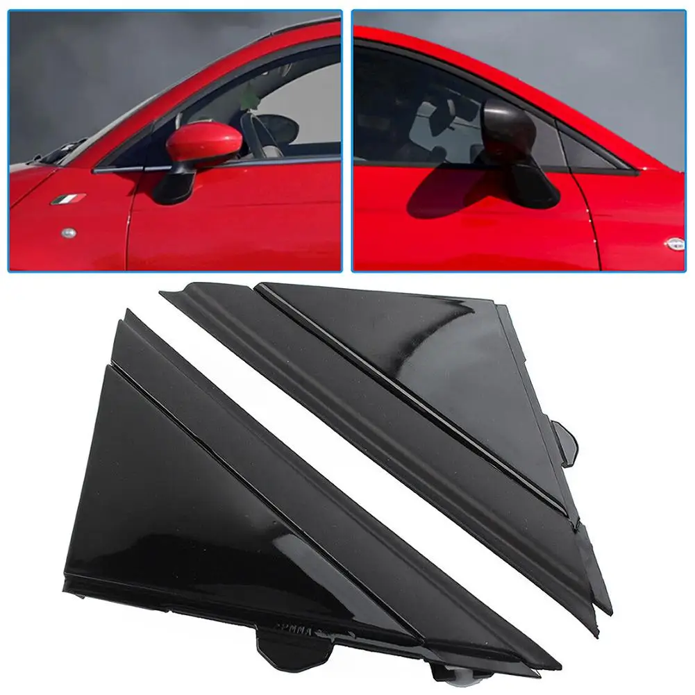 Rear Mirror Triangle Trim Plate Accessory Replacement for FIAT for Fiat 500 2012-2019 Matte Black LH&RH 1SD00KX7AA 1SJ85KX7AA