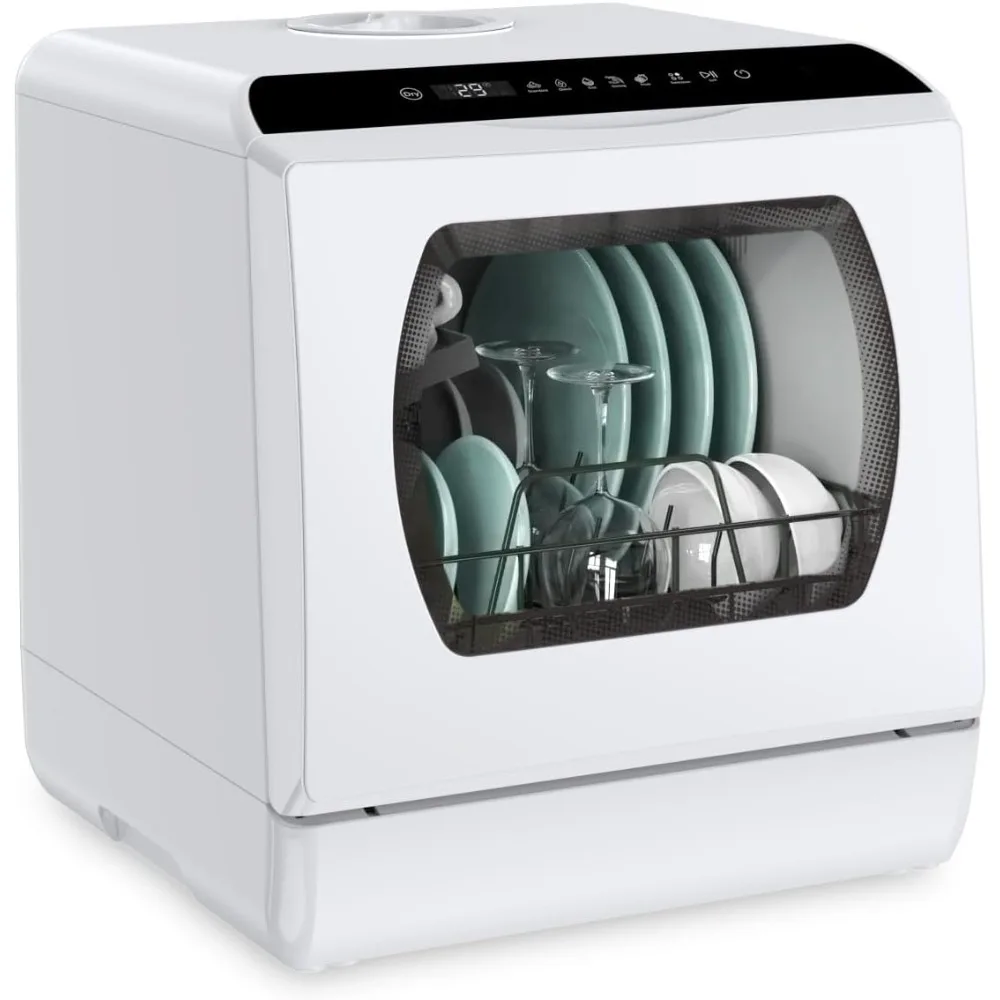 Portable Countertop Dishwasher, 5 Washing Programs Mini Dishwasher with 5L Built-in Water Tank & Inlet Hose,