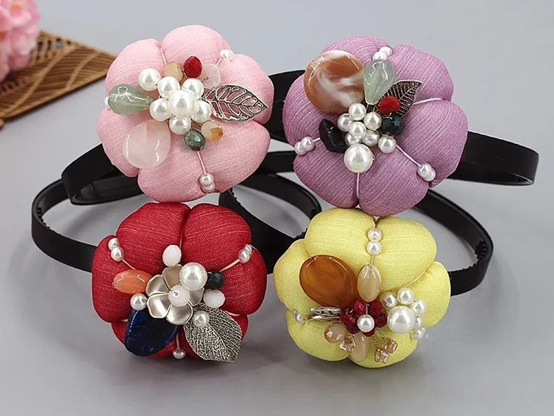 

Hanbok Headwear Girls Hanbok Stage Performance Headwear Children's Flower Headbands Childrens Gifts