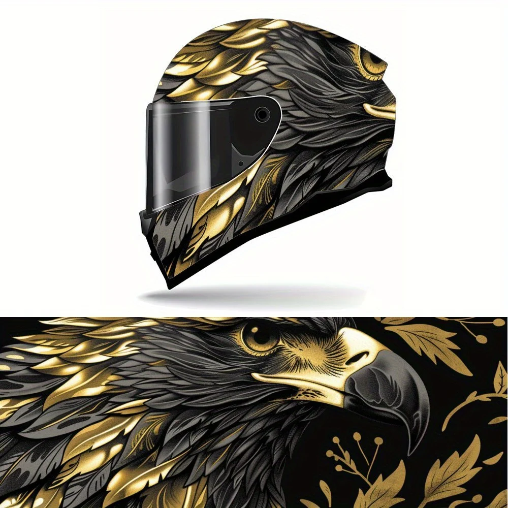 Eagle with Black and Gold Feathers Full Helmet Set Stickers, Motorcycle Helmets, Racing Cars, Graphic Stickers, Vinyl Suit Helme