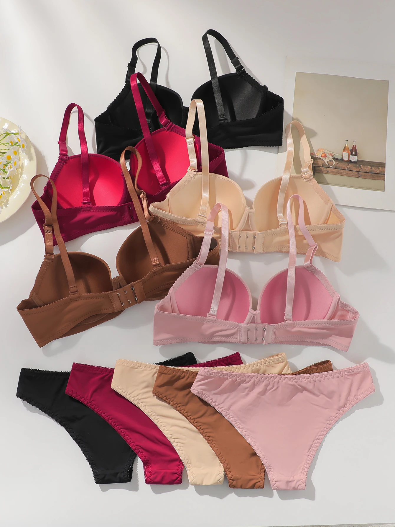 Žhavé, jednobarevné, 2dílné spodní prádlo, vícebarevné, denní, čtyřsezónní, podprsenka, pohodlné na nošení, sexy spodní prádlo 2611 - náhled 2