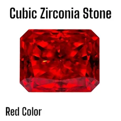 High Carbon Diamond Cubic Zirconia Stone Red Color Radiant Shape 4k Crushed Ice Cut Lab Synthetic Cz Gems Women Jewelry Making