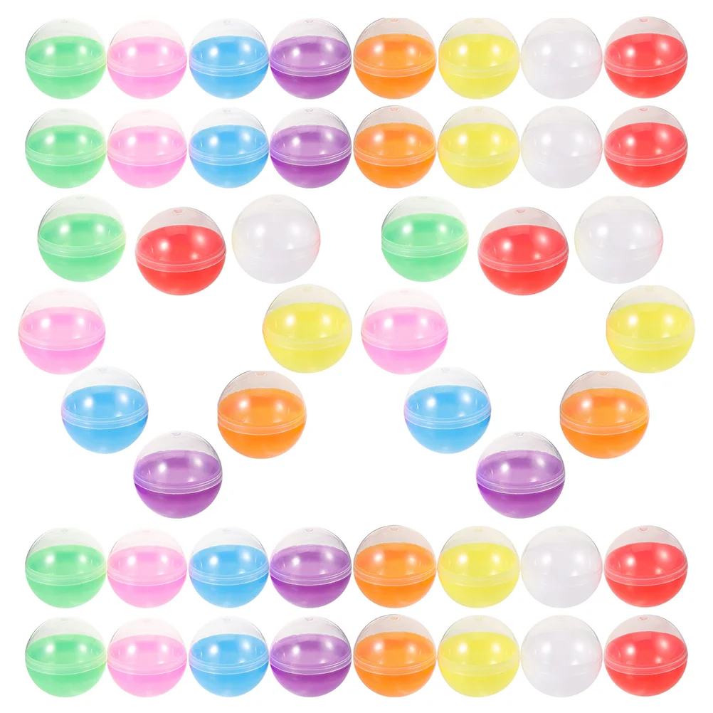 

60 Pcs 50pc Colorful Translucent Shell Vending Machine Capsules Storage Tennis Balls Toy Fillable Round Plastic Basket