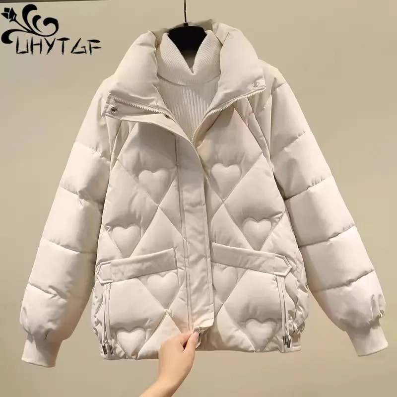 Down Padded Jacket Women Short 2024 New Winter Short Parkas Cotton Jacket Women Loose Thick Standing Collar Ladies Tops Coat2648