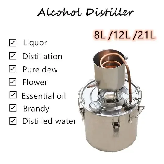 12L 20L 50L Sus304 Sus201 Copper Water Alcohol Distillator Household Pure Dew Essential Oil Machine Brewing Gears