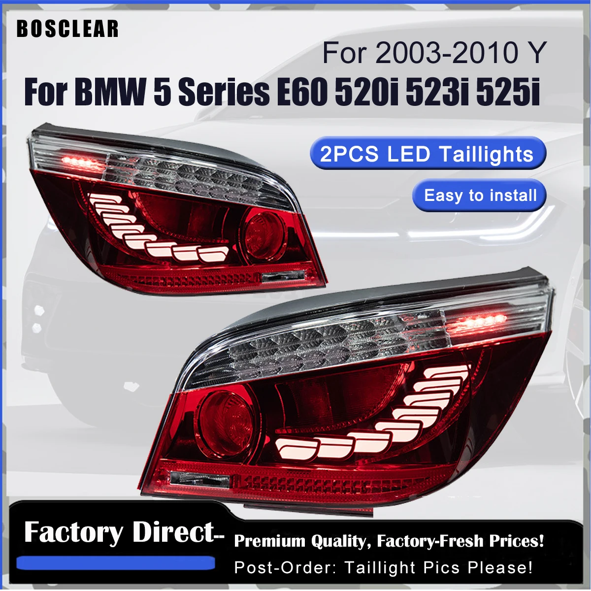 

Задний фонарь автомобиля в сборе, светодиодные задние фонари, указатель поворота, стоп-сигнал для BMW 5 серии E60 520i 523i 525i 528i 2003-2010