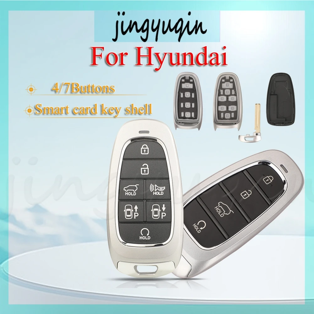 

jingyuqin For Hyundai Smart card key shell Replacement 4/7 Buttons Remote Key Fob Car Key Case Cover Styling Durable Quality