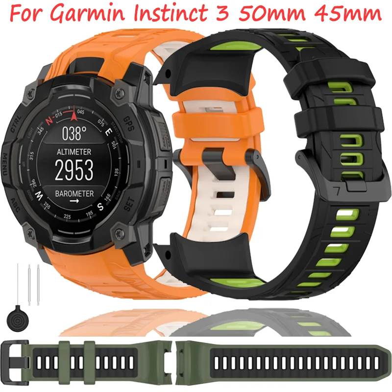 Silicone Strap For Garmin Instinct 3 Crossover AMOLED /SOLAR 45mm 50mm Bracelet For Garmin Instinct 3 45mm Accessory