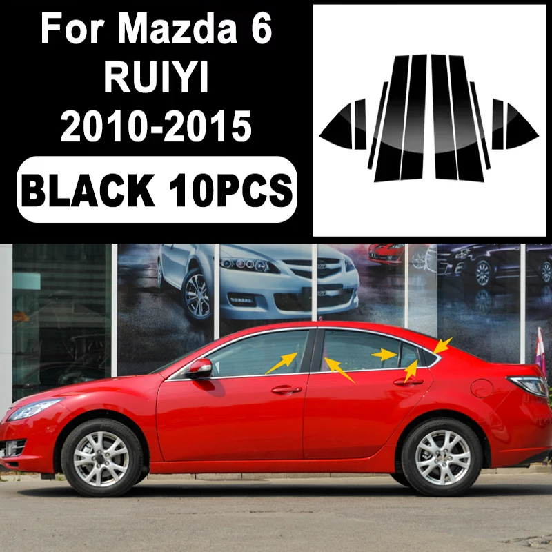 

Glossy Black B C Pillar Post Cover Car Sticker For Mazda 6 RUIYI 2010-2015 Window Door Decorative Accessories 2014 2013 2012