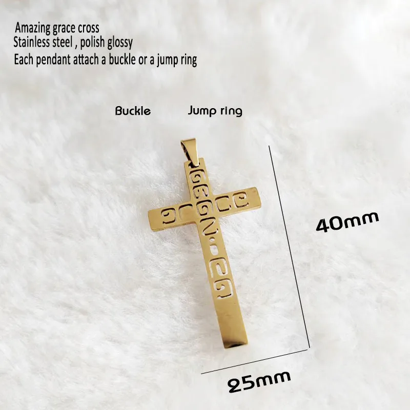 Wholesale 10pc/lot DIY Big Cross Stainless Steel Amazing Grace Charms Pendant Making Jewelry Parts Customized Items Are Welcomed