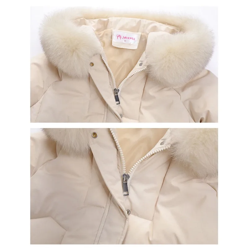 New Women Down Cotton Coat Winter Jacket Female Mid Length Version Parkas Thick Warm Outwear Hooded Fur Collar Overcoat