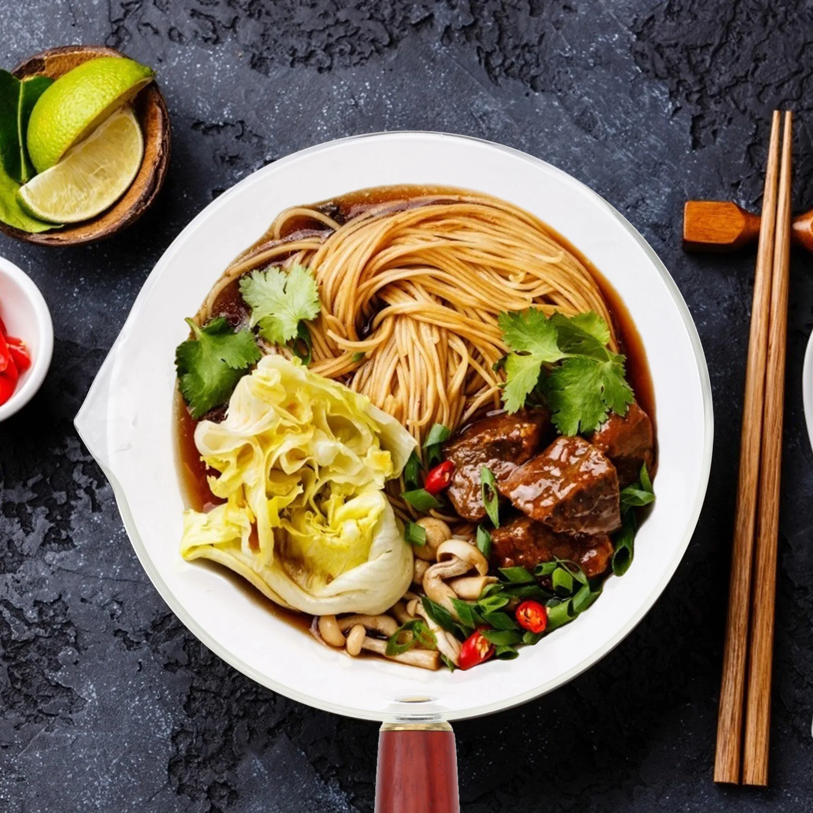 

1pc Heat Resistant Glass Bowl Salad Serving Storage Bowl Home Kitchen Transparent Clear Gift Family Friends