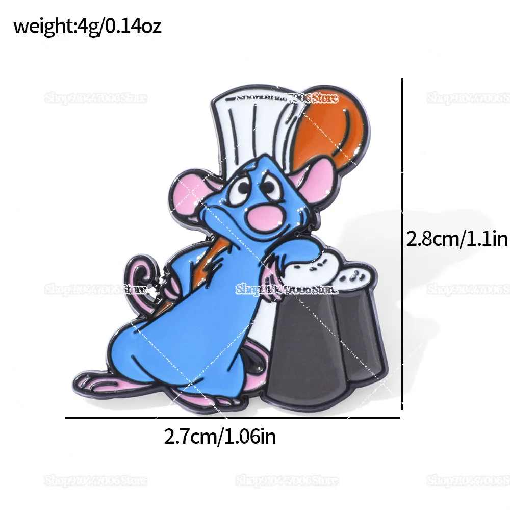 Linda insignia de Metal de ratón de Disney, broche de Animal de Ratatouille REMY, Pin, solapa de cocina, broche de aceite de goteo de aleación, accesorios de ropa, regalo