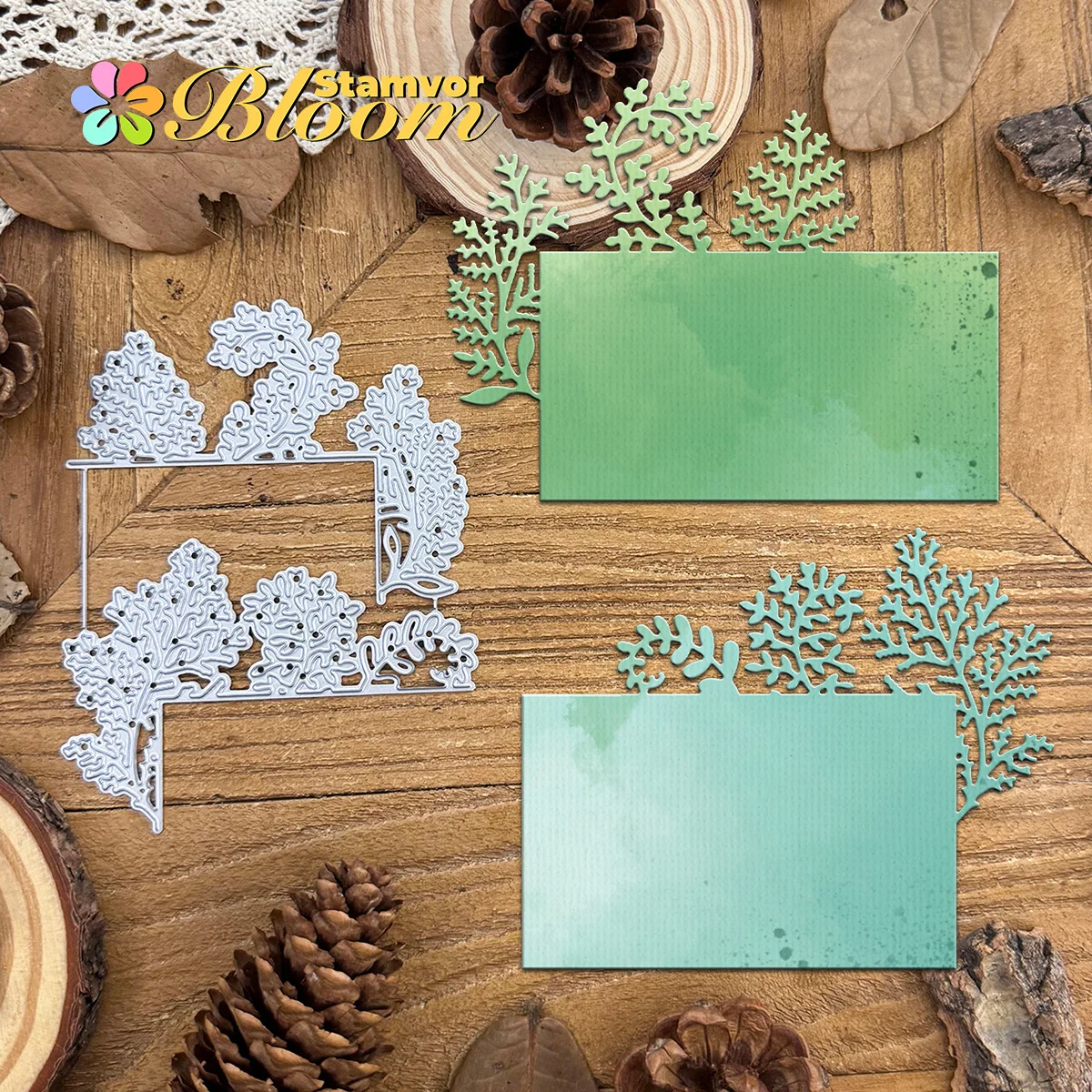 Schöne Blätter, Zweige, Pflanzen, halbgeschnittene Ecken, Metall-Stanzformen, Scrapbooking, dekorative Prägung