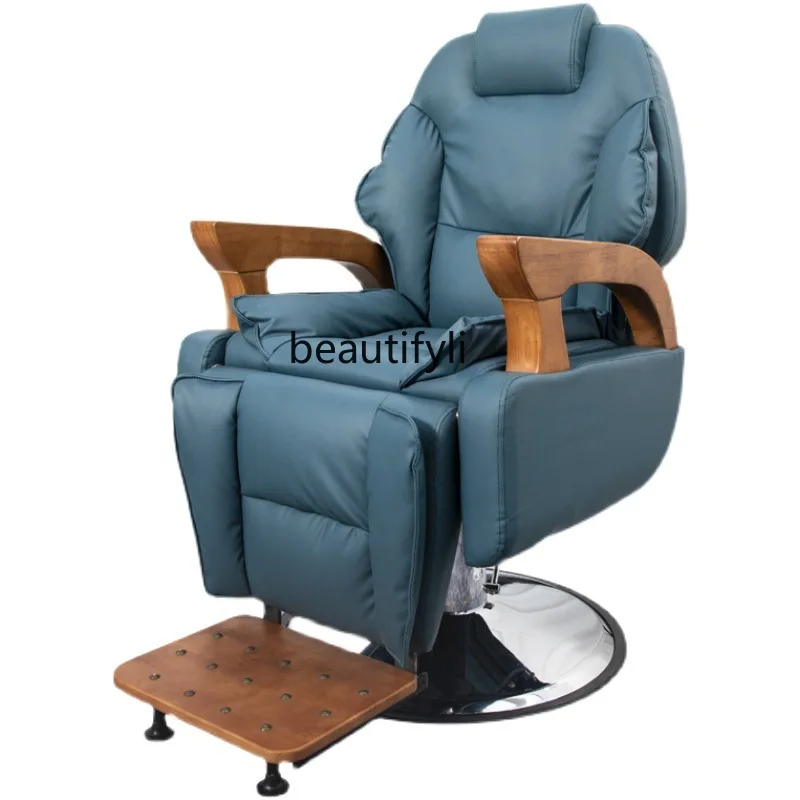 Krzesło fryzjerskie Salon fryzjerski Dedykowany regulowany stołek do strzyżenia włosów Sklep do pielęgnacji włosów Podłokietnik z litego drewna Fotel fryzjerski