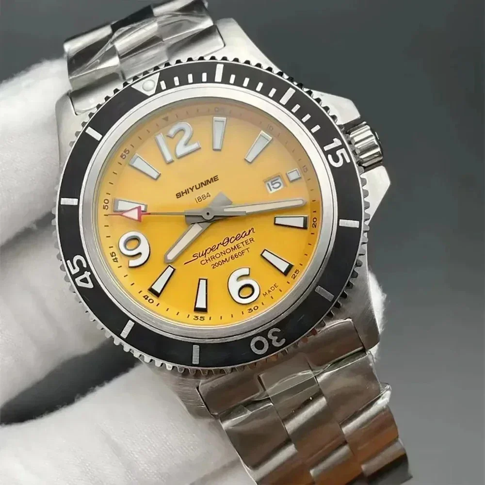 WATCH1 Store Orologio da uomo con quadrante grande Recensione calendario marino Orologio meccanico automatico Orologio da polso meccanico in acciaio inossidabile