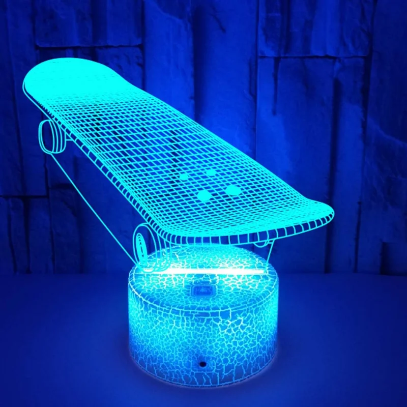 Nighdn 3D illusione ottica Skateboard Night Light 7 colori funzione dimmerabile lampada atmosfera regalo per il ringraziamento di natale