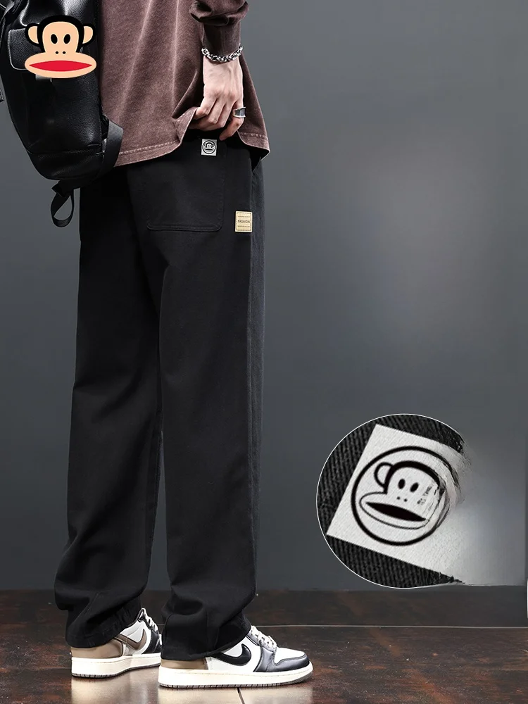 

Мужские хлопковые рабочие брюки Paul Frank с флисовой подкладкой, прямого кроя, свободные, повседневные, осенние, новые, дышащие, комфортные