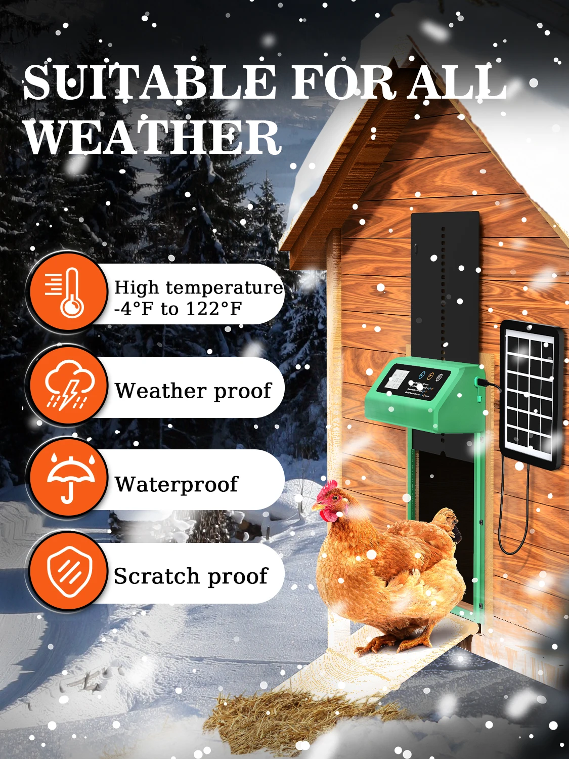 باب حظيرة الدجاج التلقائي بالطاقة الشمسية، باب الدجاج الأوتوماتيكي يعمل بالطاقة الشمسية وباب الدجاج بشحن USB، 4 أوضاع مع مؤقت ومستشعر للضوء
