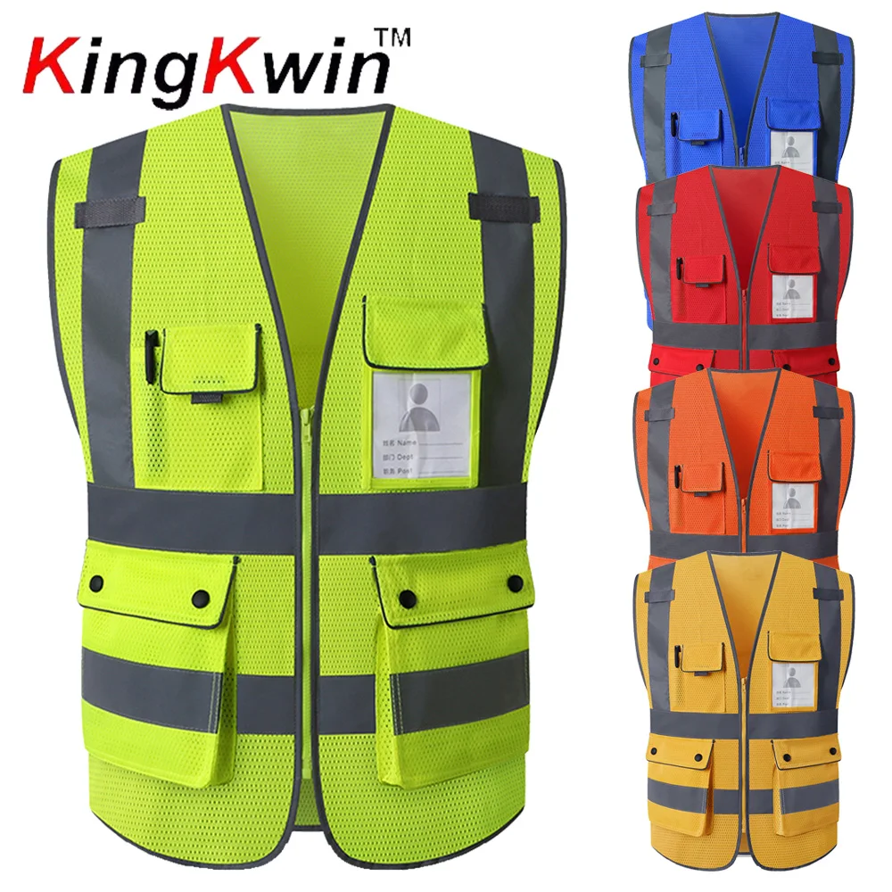 Hi Vis Reflective Safety Vests for Men Women High Visibility Vest with Pockets Mesh Fabric Construction Safety Apparel Neon Vest