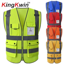 Hi Vis Reflective Safety Vests for Men Women High Visibility Vest with Pockets Mesh Fabric Construction Safety Apparel Neon Vest