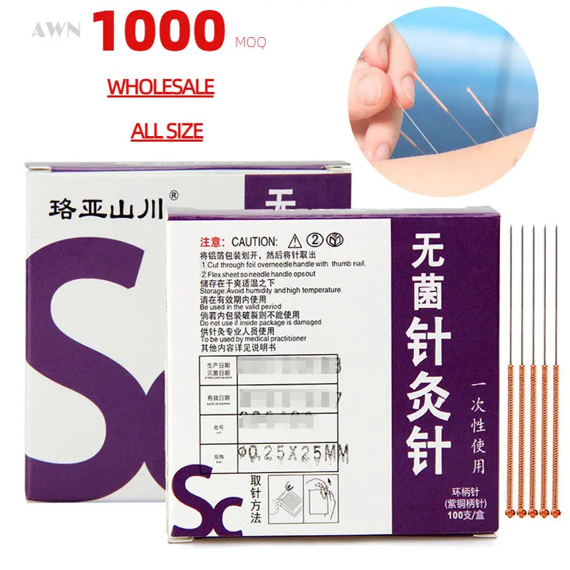 

Wholesale 1000PCS Sterilization Copper Handle Acupuncture Needles Meridian Acupoints Body Health Warm needle Hwato