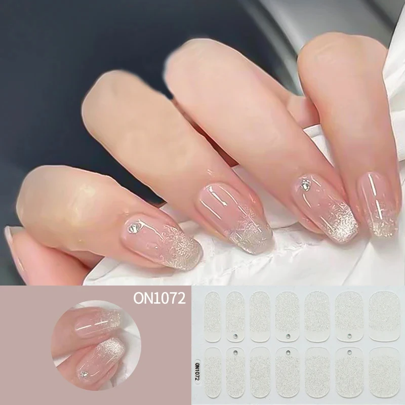 Pink Magnetic Nail Sticker Full Cover Nail Decals Press On Marble Gradient Color Strip Wraps Self Adhesive Nail Art Accessories