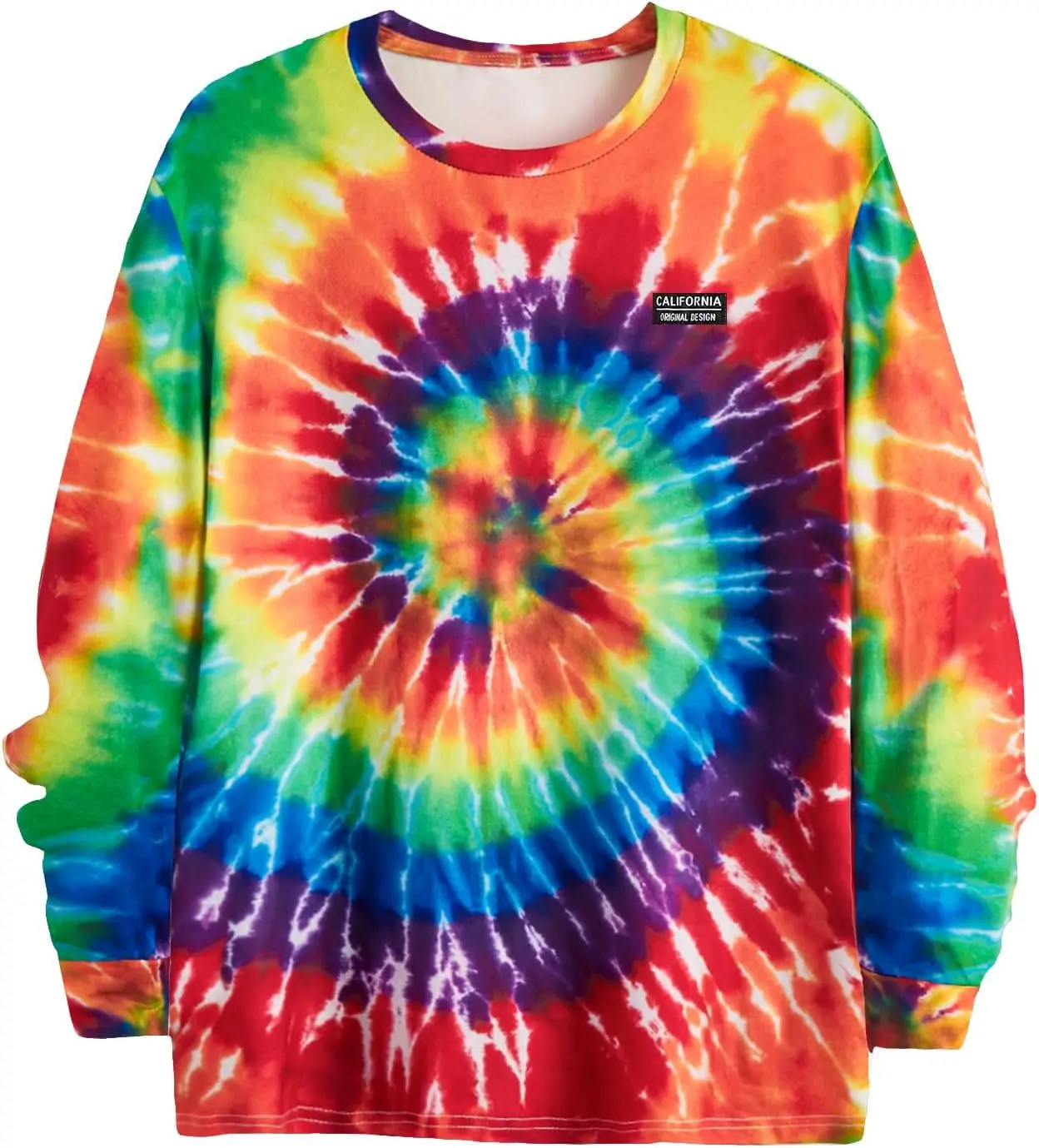 Tie Dye Gradient Color T-Shirt For Men Women Autumn Loose Round Neck Long Sleeve Tees Outdoor Casual Street Breathable Pullovers