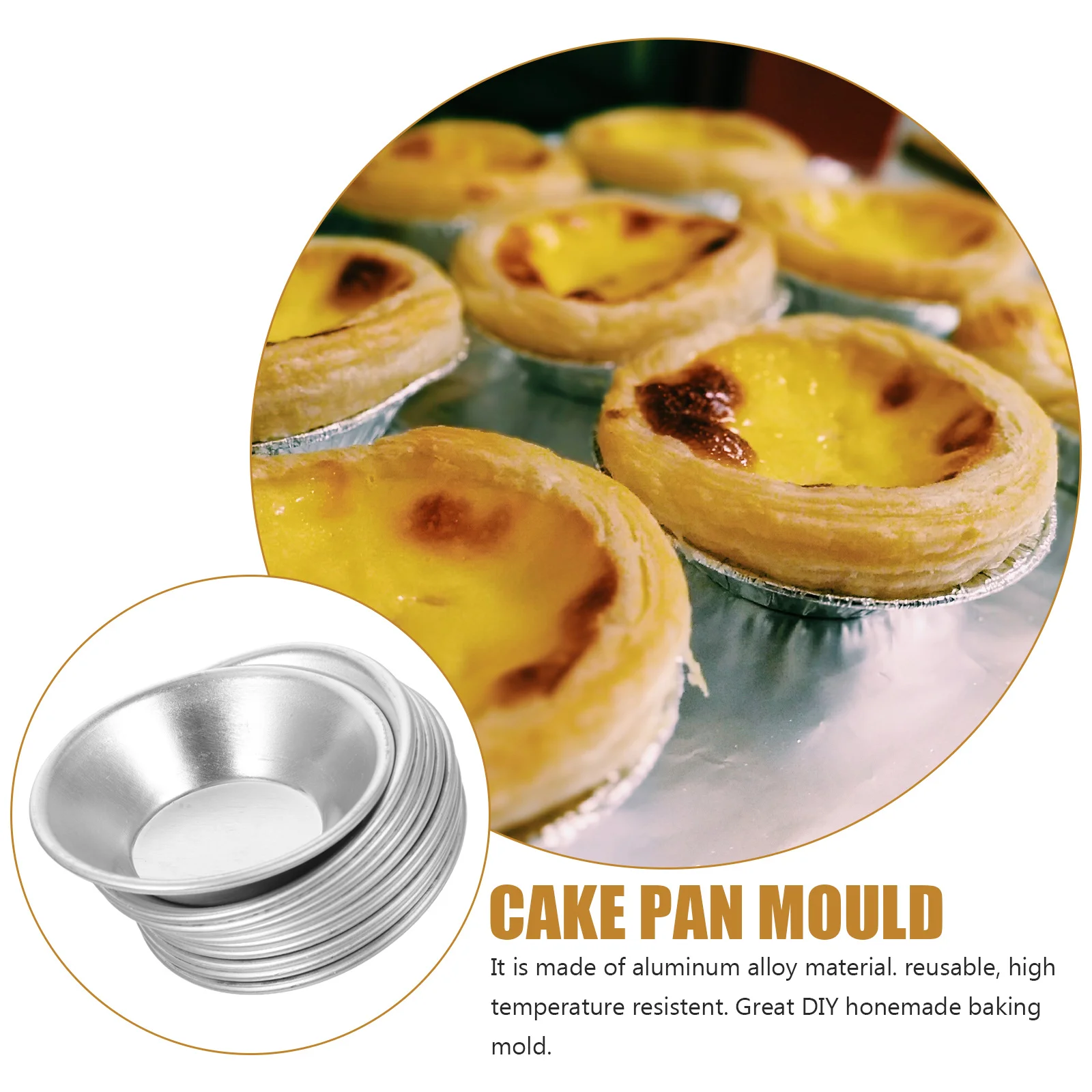 

10Pcs Aluminum Alloy Egg Tart Mold Cup Non-Stick Reusable Bakeware for Tarts Quiche Brownies Puto Individual Dessert