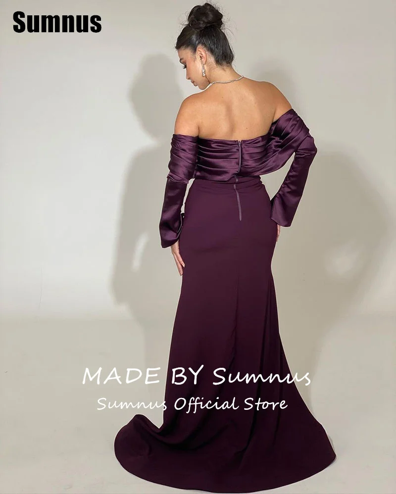 Sumnus Purple Mermaid Off The Shoulder Prom Dress Satin Elegant Party Dresses Floor-Length Formal Gown Mix Color 2024 Customized