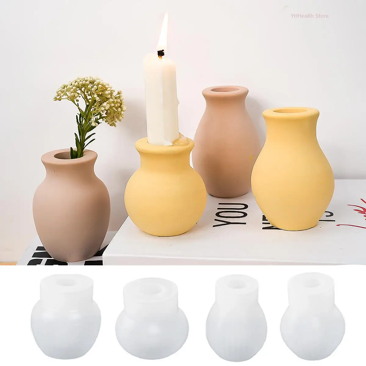 Vase Silicone Mold DIY Handmade Jewelry Storage Jar Molds Gypsum Cement Candle Holder Test Tube Vase Mould New Crafts Ornaments