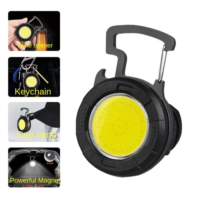 COB Work Light 650mAh Multi-function Keychain Maintenance Bottle Opener  Warning Light Cap Clip Light