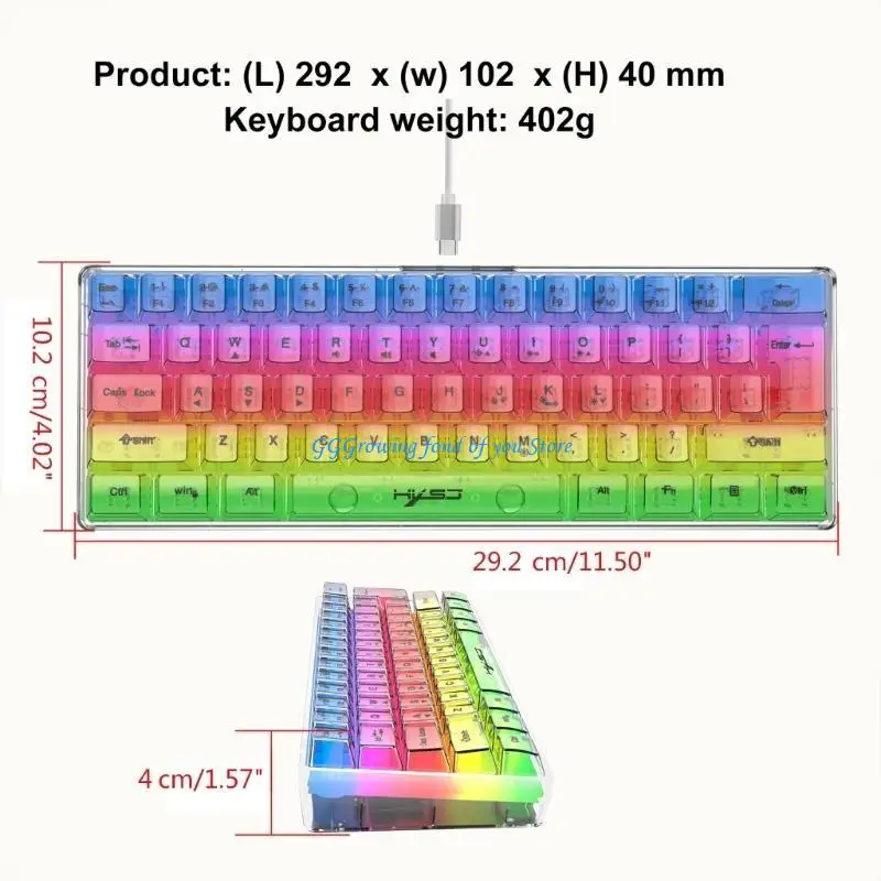 H9EB Teclado juego con cable H9EB 61 Diseño teclado científico RGB Mini Teclado compacto retroiluminado