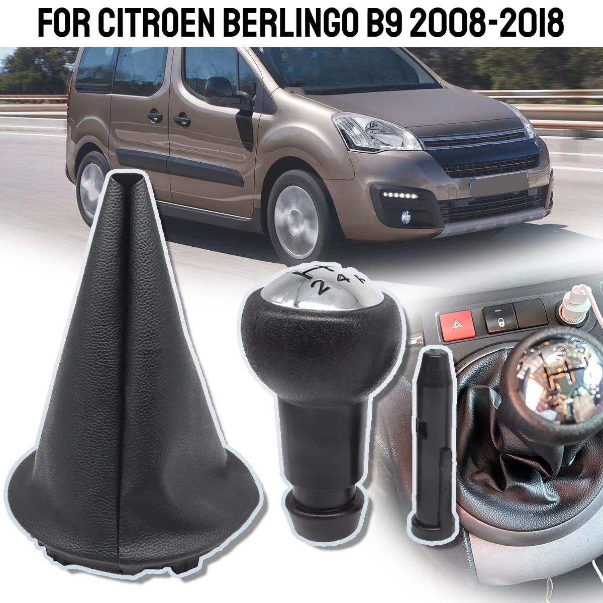 5 Speed Manual Gear Shift Lever Knob Gaiter Boot Pen Cover Parts Accessories For Citroen Berlingo B9 2008 2009 2010 2011-2018