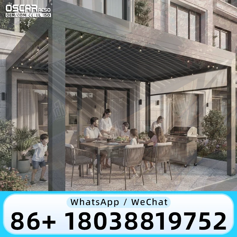 Motorized Louvered Aluminum Pergola for Outdoor Patio Balcony Rainproof Bioclimatic Design pergola