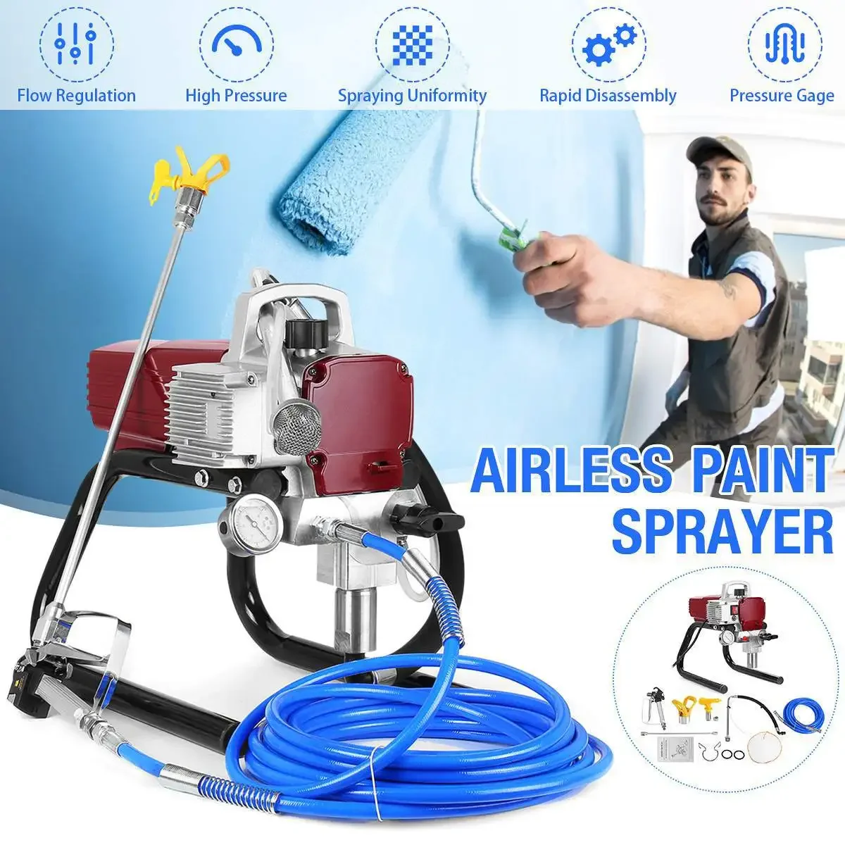 Sprayer high pressure airless Oil spray paint color steel tile latex paint interior and exterior wall paint spraying machine