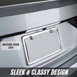 2pcs Silver Chrome Plated Rustproof Universal Stainless Steel License Plate Holder weatherproof License Plate Frame