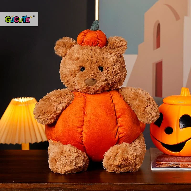 

1 шт., милая кукла-мишка в стиле аниме с рисунком тыквы, 35 см, забавная ручная кукла с медведем Барселона, мягкая плюшевая игрушка, детский подарок на день рождения