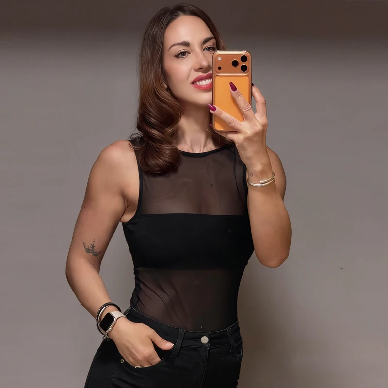 ZHIO Sexy Tulle Body Suits Women Sleeveless Tops Mesh Bodysuit Women Summer Jumpsuits for Women Transparent Lingerie Bodysuits