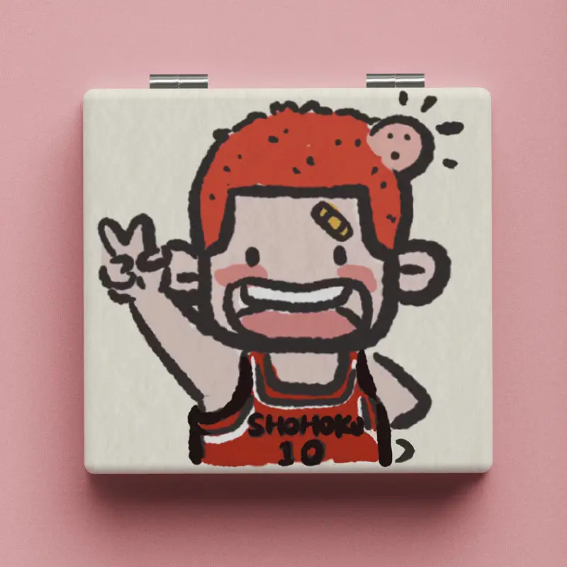 Slam Dunk Hanamichi Sakuragi Rukawa Kaede Mitsui Hisashi อะนิเมะการ์ตูนน่ารักพับกระจกขนาดเล็กสองด้าน touch-up กระจก